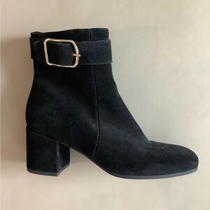 NWOT La CANADIENNE Black Suede Montreal Jesse Waterproof Buckle Ankle Boots Sz 8